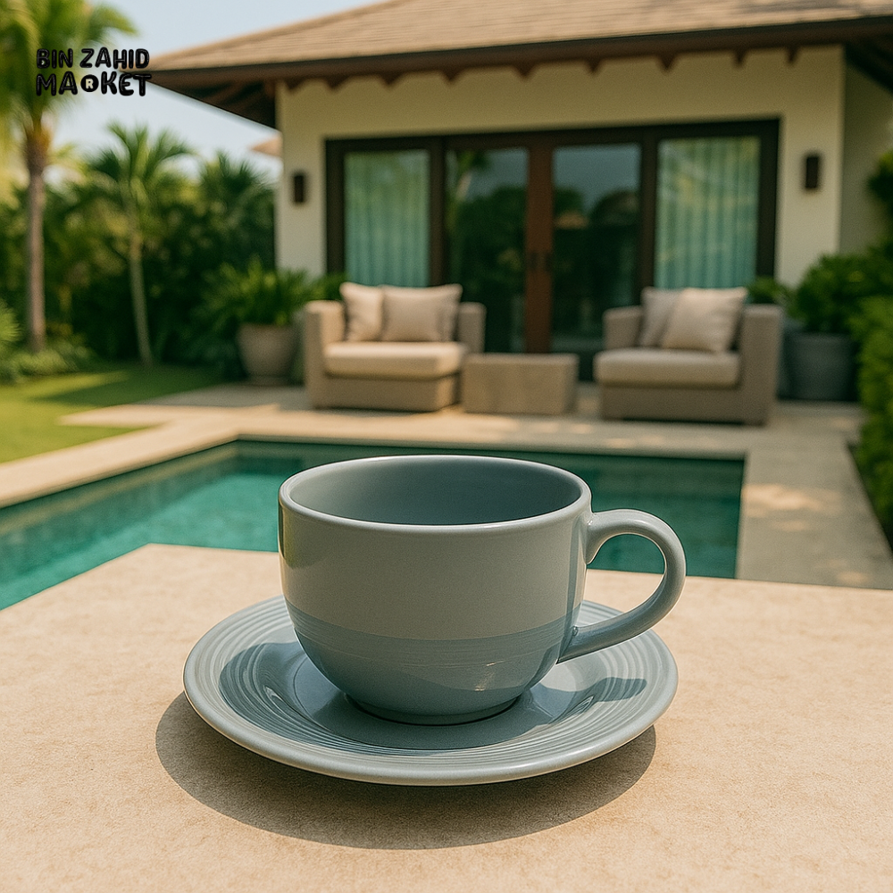 DANNY HOME CERAMIC CUP AND SAUCER 6 PIECES 220ML GREY SYP64 08