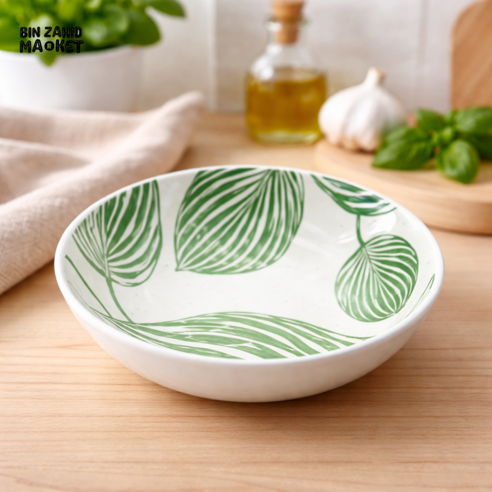 DANNY HOME CERAMIC LEAF DESIGN 8 INCH DEEP PLATE / SOUP BOWL PREMIUM TABLEWARE SF03-3