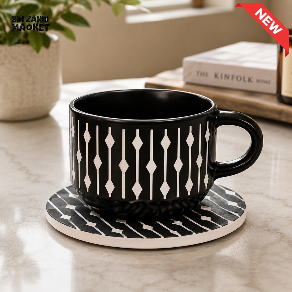 DANNY HOME CERAMIC MUG WITH COASTER - 6 PCS CUP & SAUCERS SET