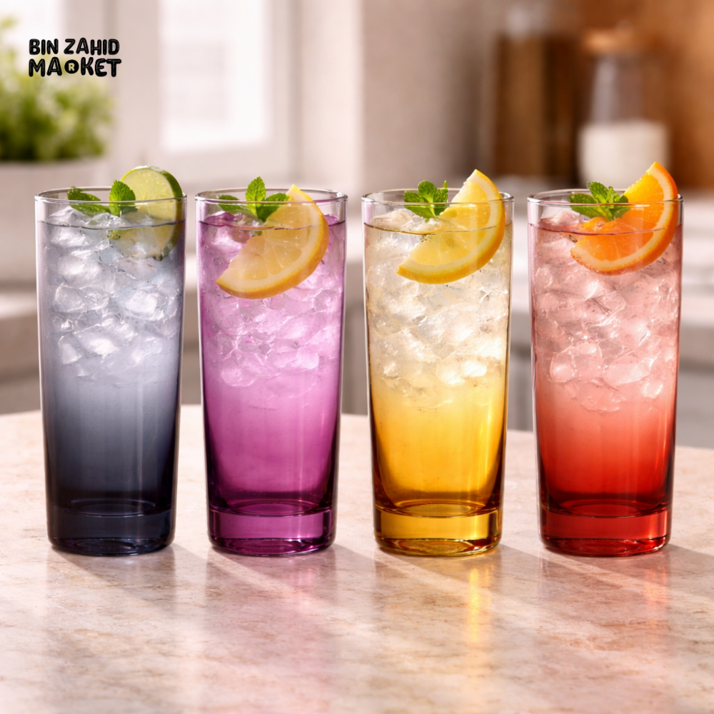 DANNY HOME COLORED HIGHBALL GLASS TUMBLER SET 475ML MODERN GRADIENT DRINKING GLASSES FOR WATER JUICE COCKTAIL 4PCS