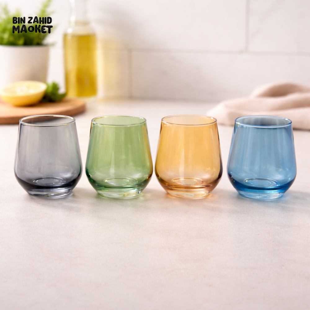 DANNY HOME COLORED STEMLESS GLASS TUMBLER SET 360ML 4PCS DRINKING GLASSES FOR WATER JUICE COCKTAILS CB11-12