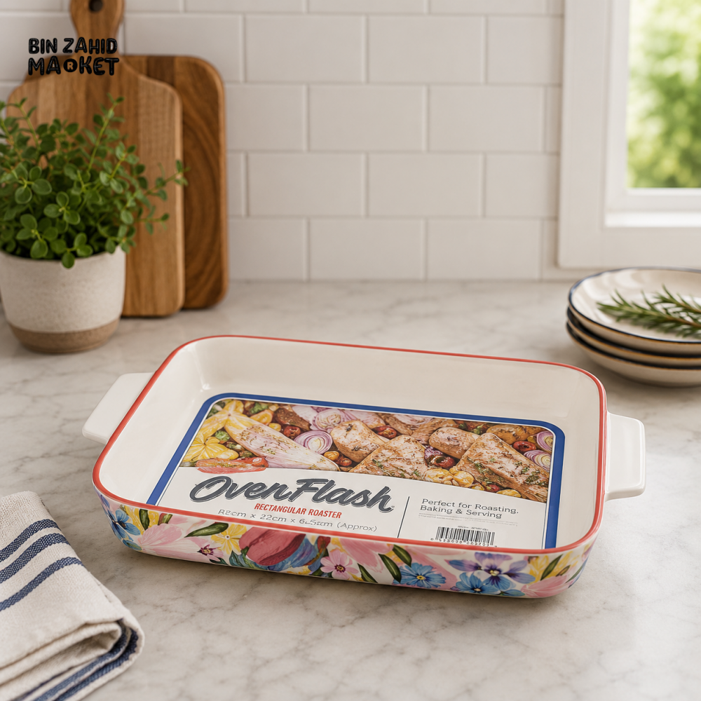 DANNY HOME COLORFUL DECORATIVE STONEWARE RECTANGULAR BAKEWARE DISH WITH HANDLES – ASC004-KP2
