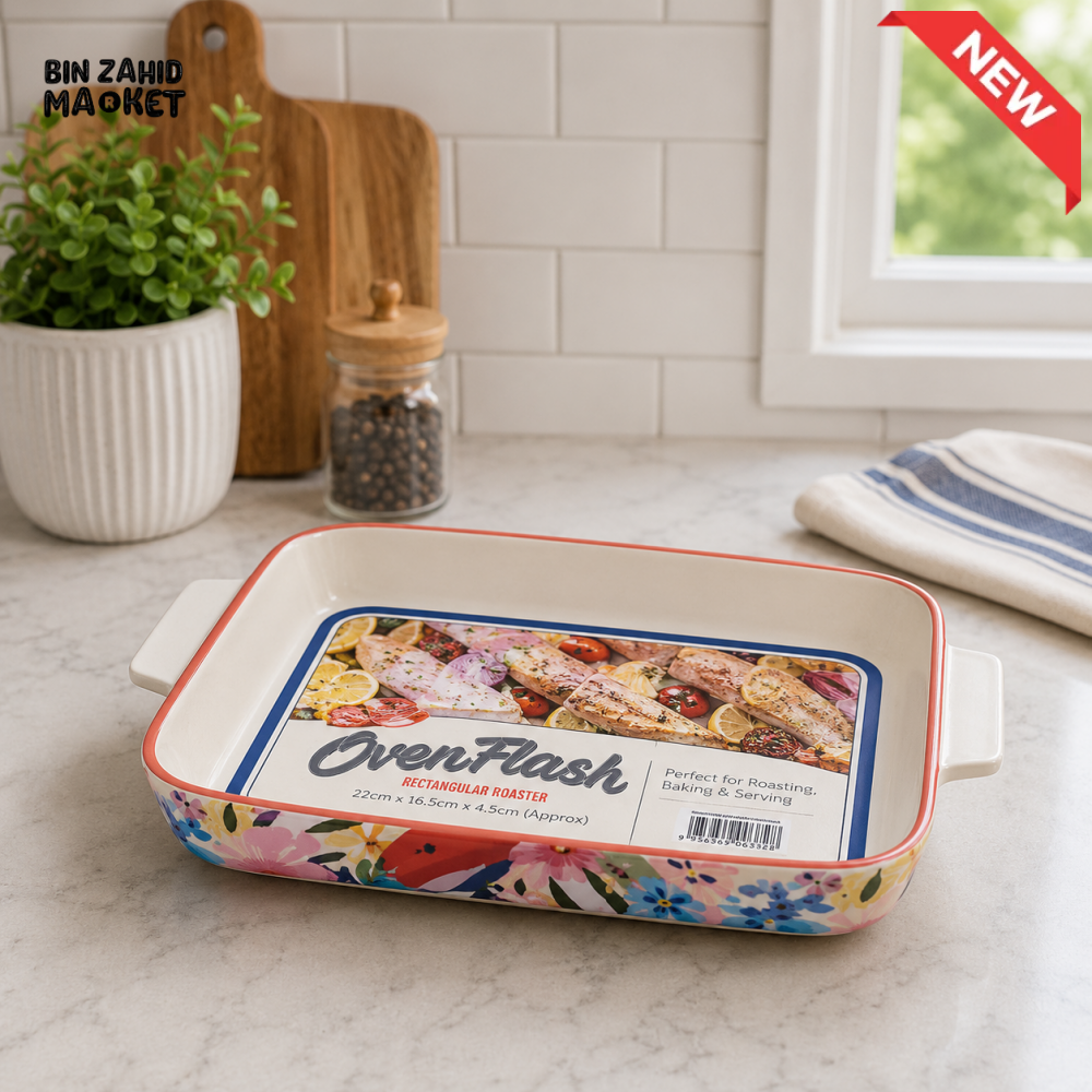 DANNY HOME COLORFUL DECORATIVE STONEWARE RECTANGULAR BAKEWARE DISH WITH HANDLES – ASC004-KP3