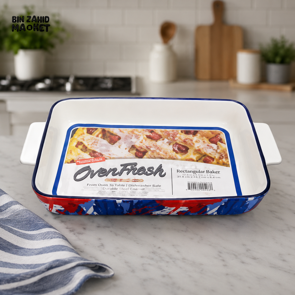 DANNY HOME DECORATIVE CERAMIC RECTANGULAR BAKEWARE DISH WITH HANDLES 12 INCH – ASC006-KP3