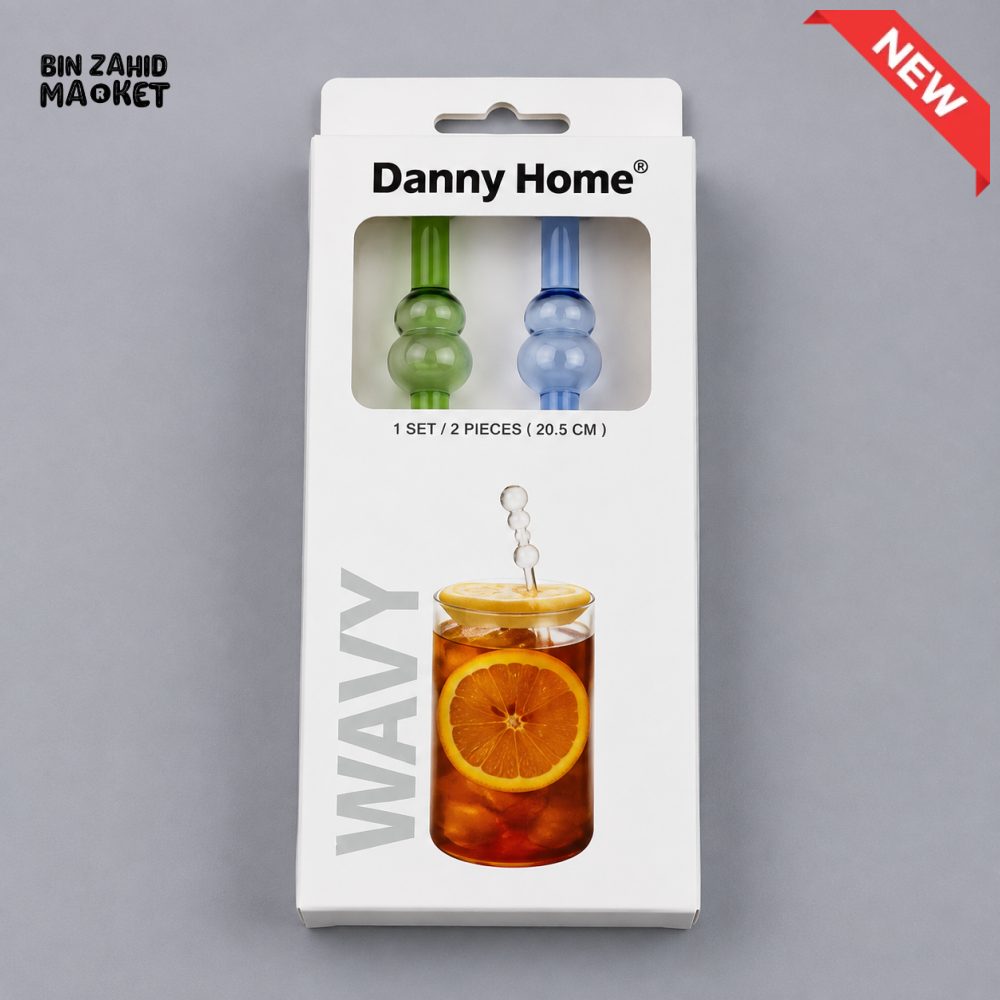 DANNY HOME 2-PIECE DECORATIVE GLASS DRINK STIRRER SET - 3 PIECE SET
