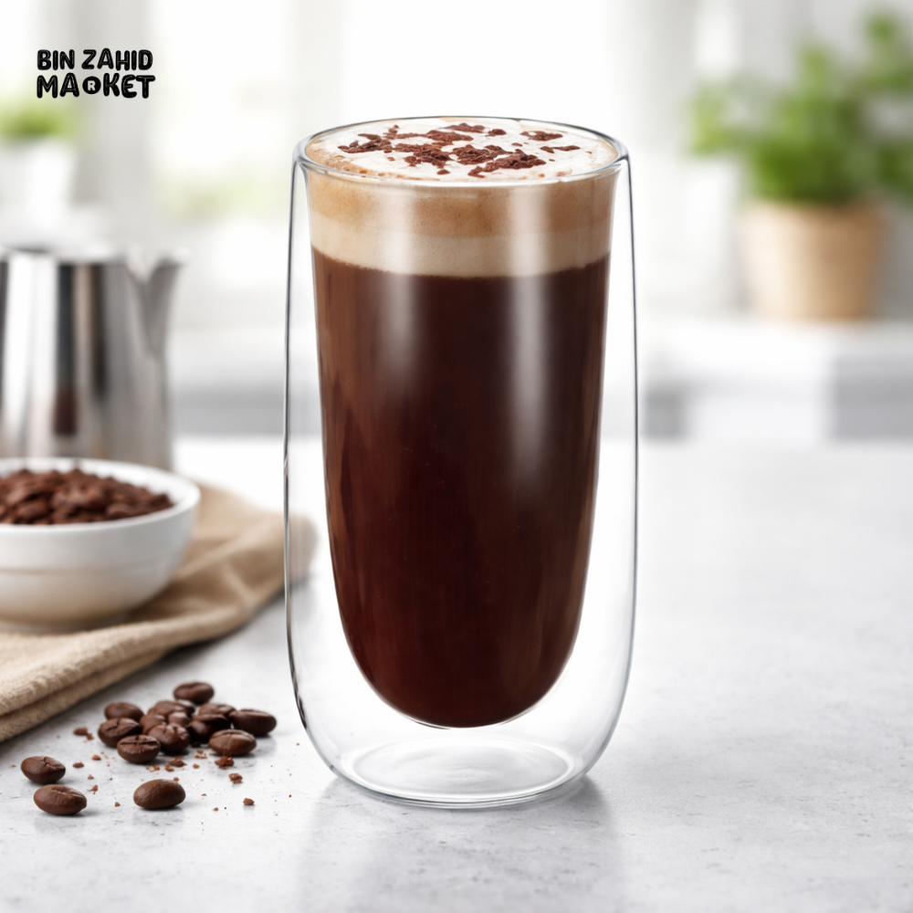 DANNY HOME DOUBLE WALLED GLASS CUP SET 300ML HEAT RESISTANT BOROSILICATE COFFEE & TEA GLASSES 2PCS DW04-03
