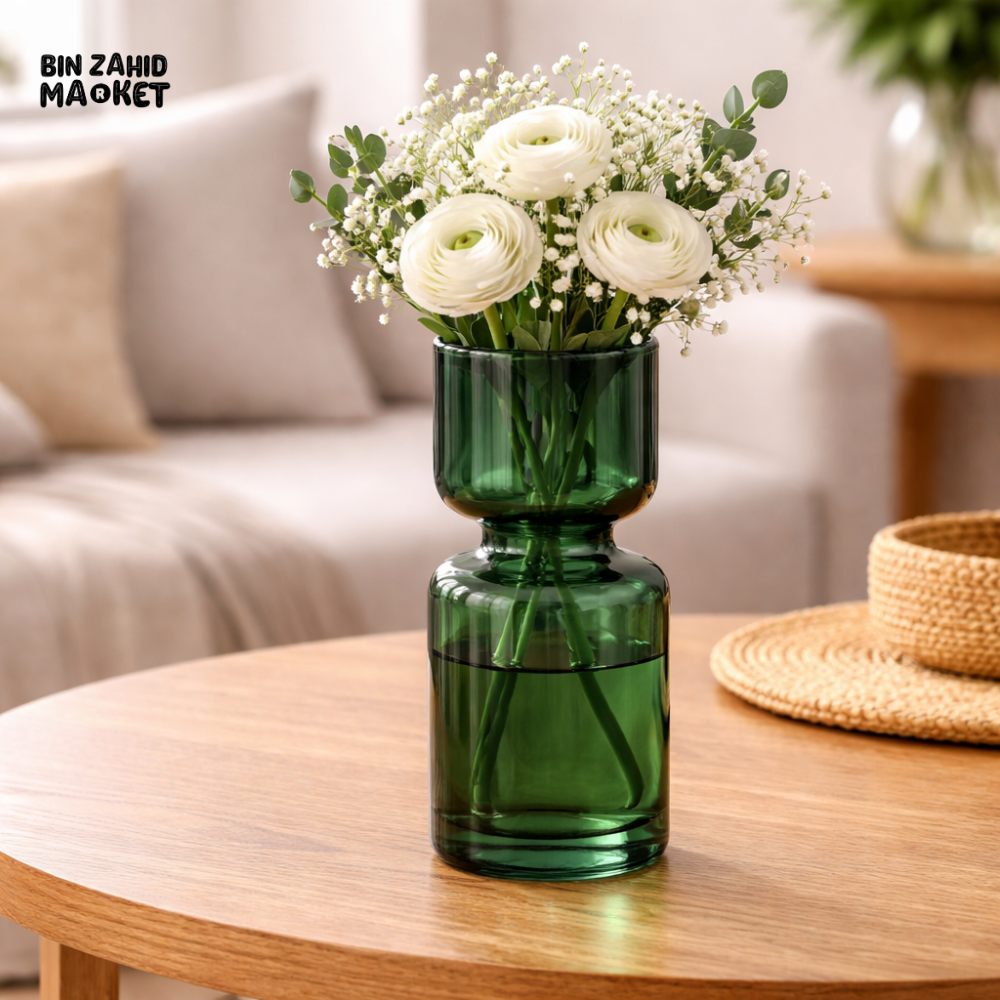 DANNY HOME EMERALD GREEN GLASS FLOWER VASE -CB-90