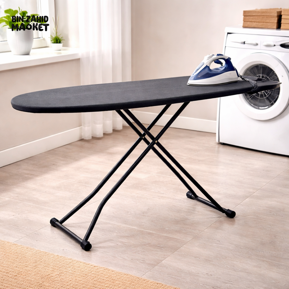 DANNY HOME FOLDABLE IRONING BOARD WITH IRON REST HEIGHT ADJUSTABLE HEAVY DUTY LAUNDRY IRON TABLE 1385X360X820MM IB-03