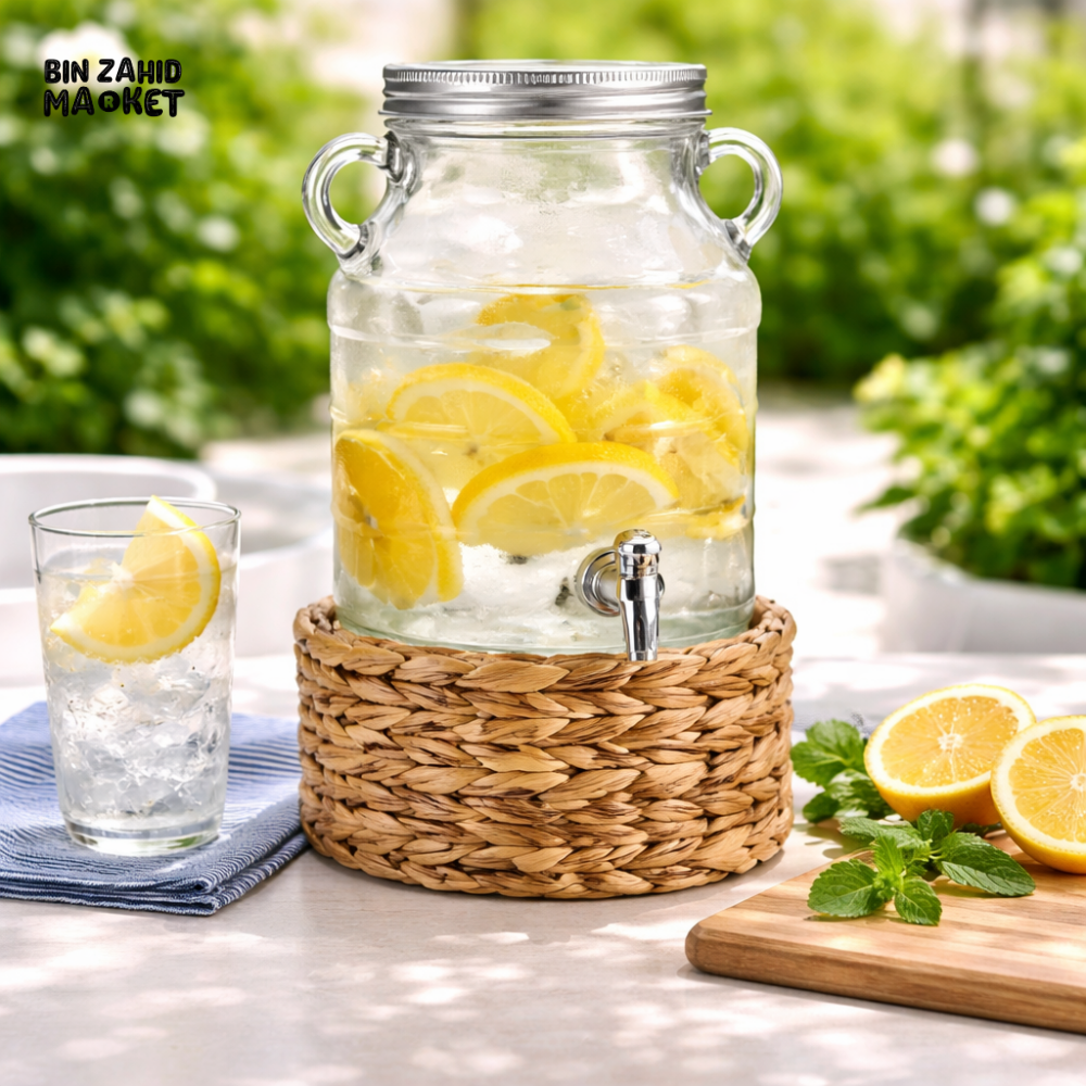 DANNY HOME GLASS BEVERAGE DISPENSER WITH TAP & STAND 3100ML -SD-027