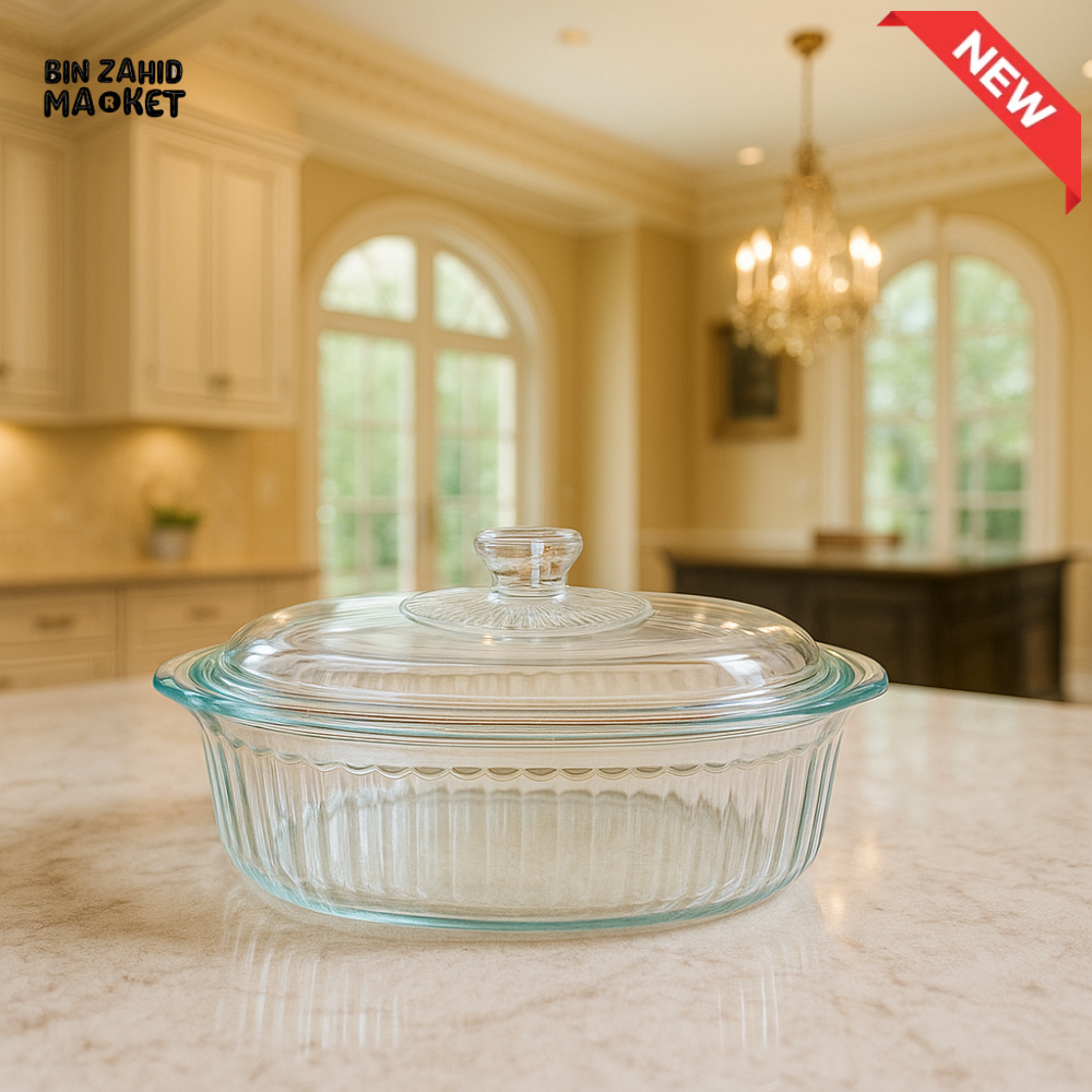 DANNY HOME GLASS CASSEROLE WITH LID – OVEN SAFE LUXURY VILLA TABLETOP COOKWARE 2800ML GC01 28
