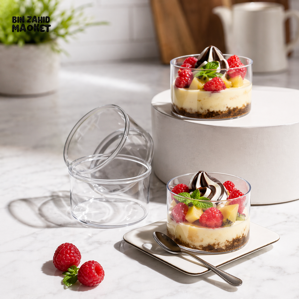DANNY HOME GLASS DESSERT CUPS SET 4PCS 200ML CLEAR SERVING BOWLS FOR PUDDING ICE CREAM PARFAIT FRUIT KITCHEN TABLEWARE