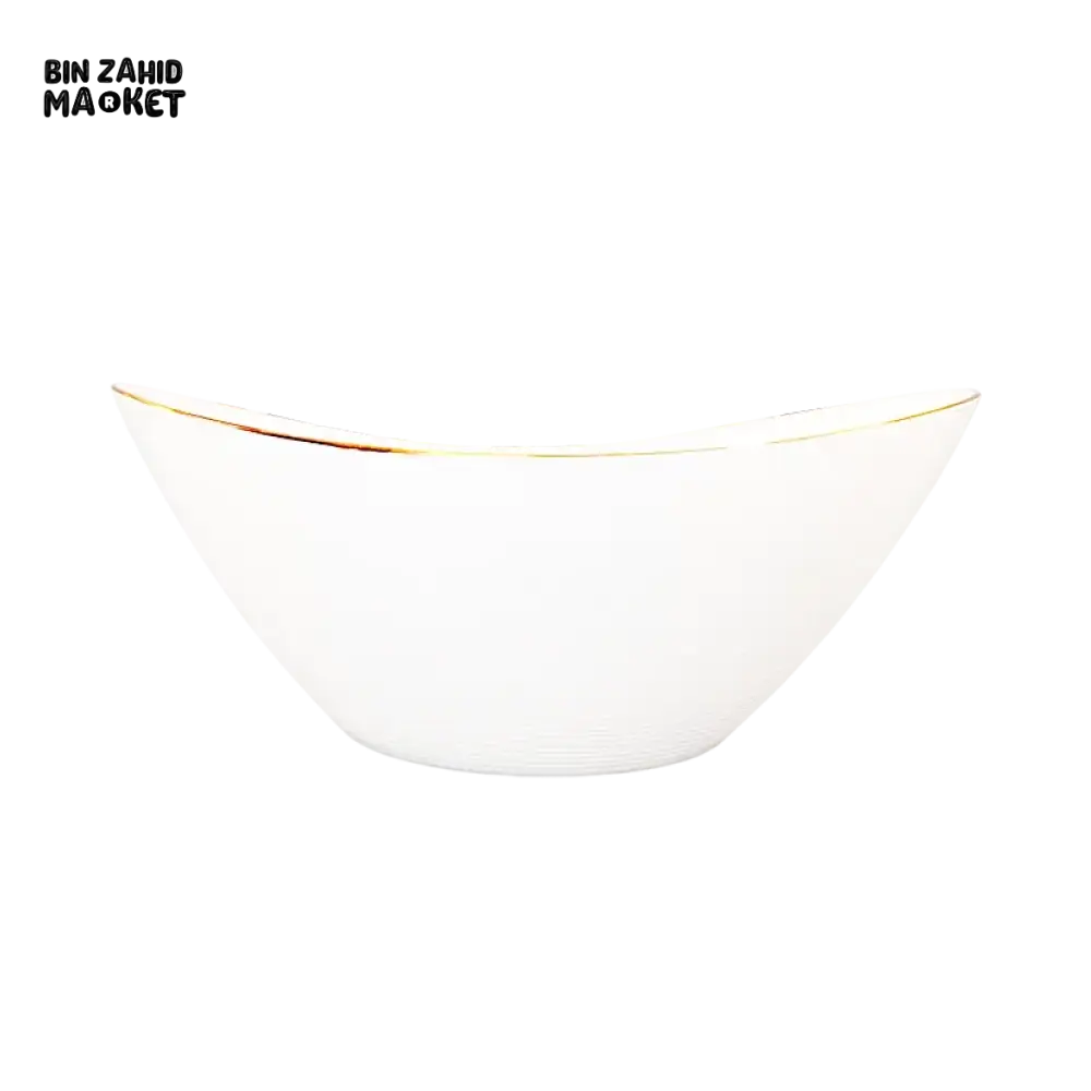 DANNY HOME GLASS SALAD BOWL SET – 3 PIECE WHITE LUXURY SERVING BOWLS FOR SALAD FRUIT & PASTA - LCW100-G