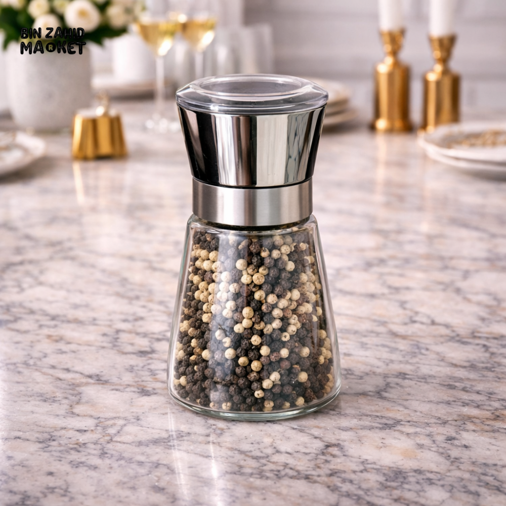 DANNY HOME GLASS SALT AND PEPPER GRINDER WITH STAINLESS STEEL TOP -1900-3A