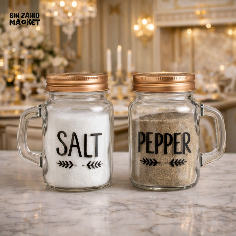 DANNY HOME GLASS SALT AND PEPPER SHAKER SET WITH LIDS -1900-11B
