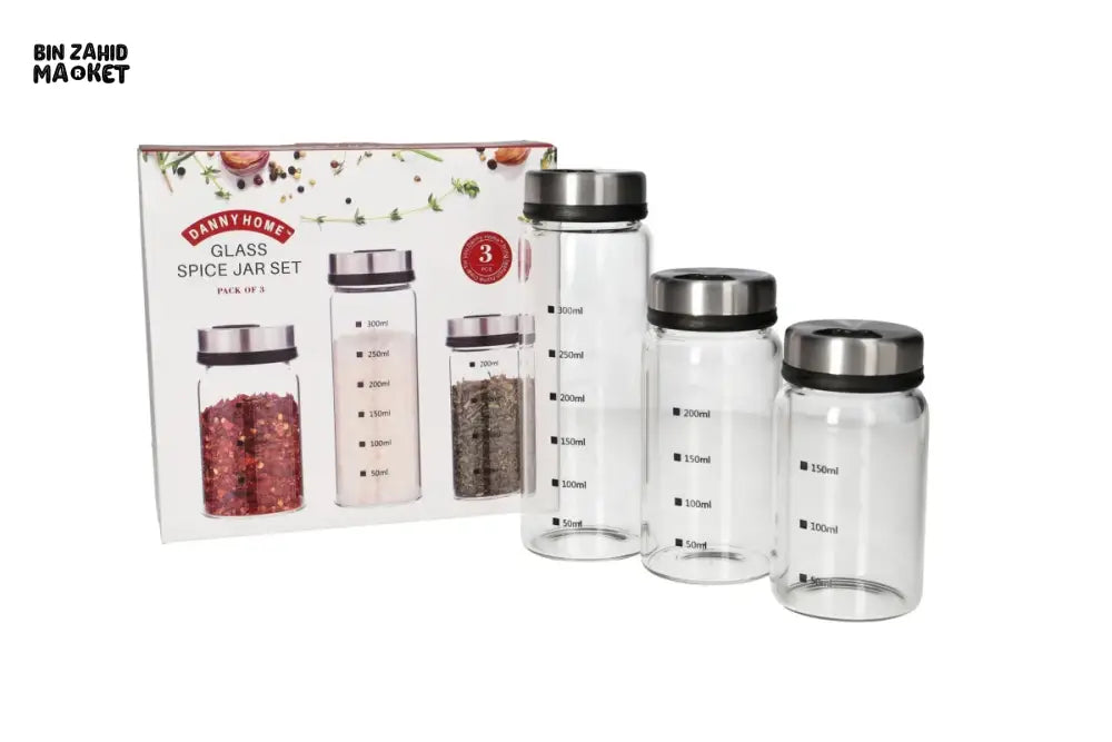 DANNY HOME GLASS SPICE JAR SET – MEASURING STORAGE CONTAINERS WITH AIRTIGHT LIDS FOR KITCHEN ORGANIZATION -1900-41