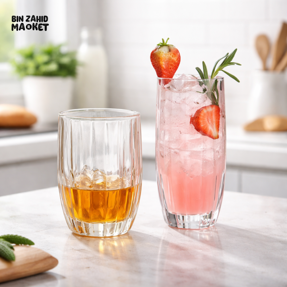 DANNY HOME GLASS TUMBLER 6PCS SET 285ML PREMIUM CLEAR DRINKING GLASSES FOR WATER JUICE COCKTAILS – 1988-04