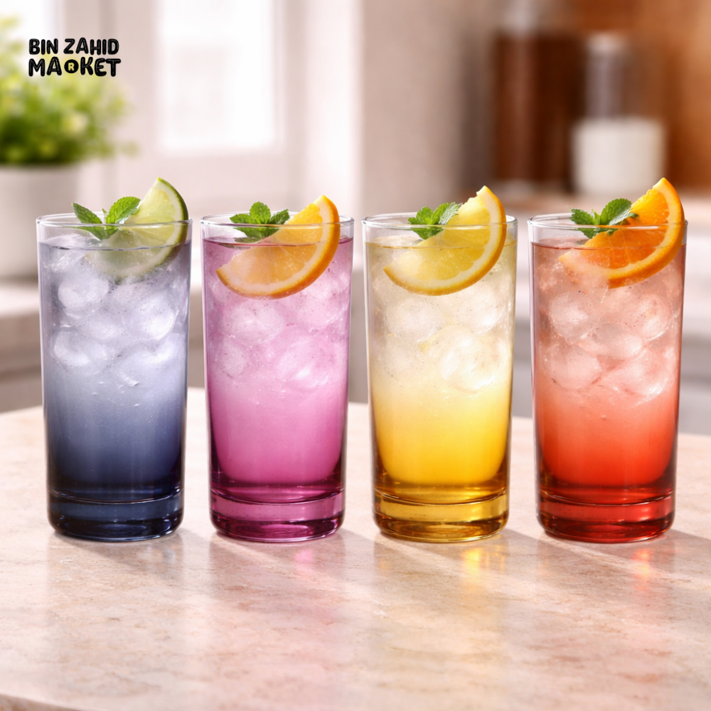 DANNY HOME GRADIENT COLOR HIGHBALL GLASS TUMBLER SET 385ML MODERN DRINKING GLASSES FOR WATER JUICE COCKTAIL 4PCS CB29-01