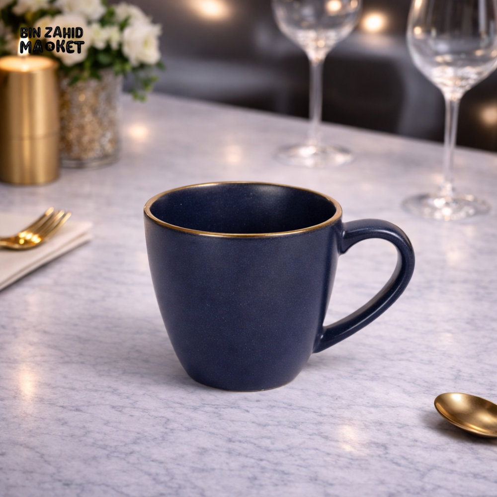 DANNY HOME LUXURY NAVY CERAMIC COFFEE MUG – GOLD RIM EDITION 400ML - T14-09 Brilliant Mugs