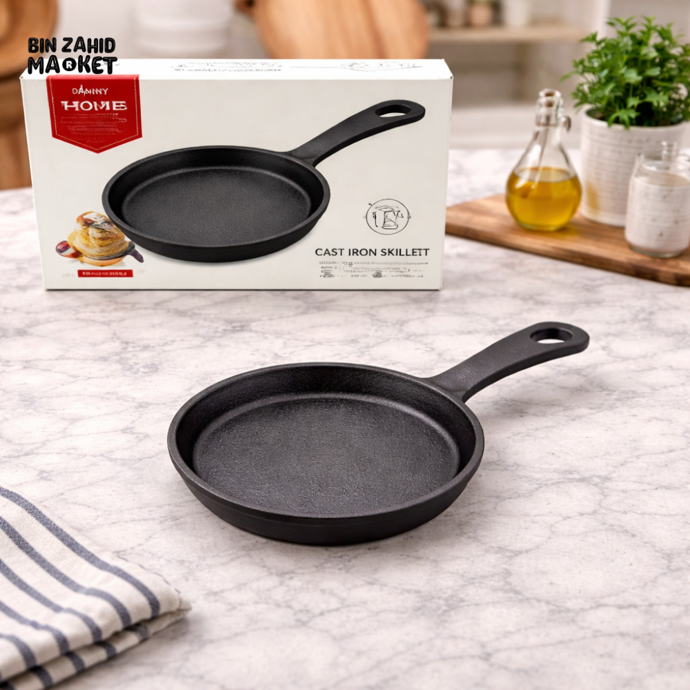 DANNY HOME MINI CAST IRON SKILLET FRYING PAN 13CM PRE-SEASONED ROUND COOKWARE FOR GAS INDUCTION OVEN USE ZYB179