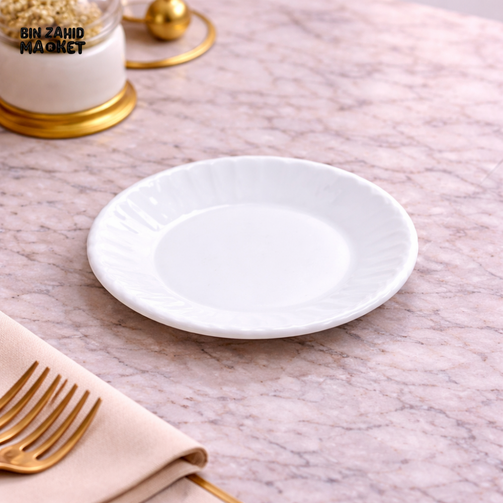 DANNY HOME MINI WHITE CERAMIC DESSERT PLATE – ELEGANT PORCELAIN CAKE & SNACK SERVING PLATE FOR LUXURY DINING TABLE
