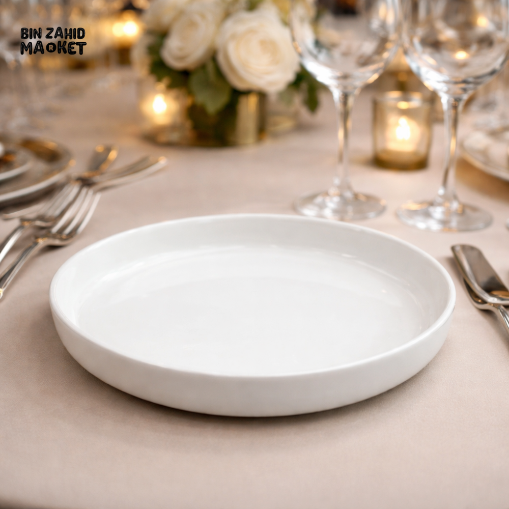DANNY HOME MINIMAL WHITE CERAMIC DEEP PLATE – 20.32 CM MODERN LUXURY DINING TABLEWARE - BW26-13