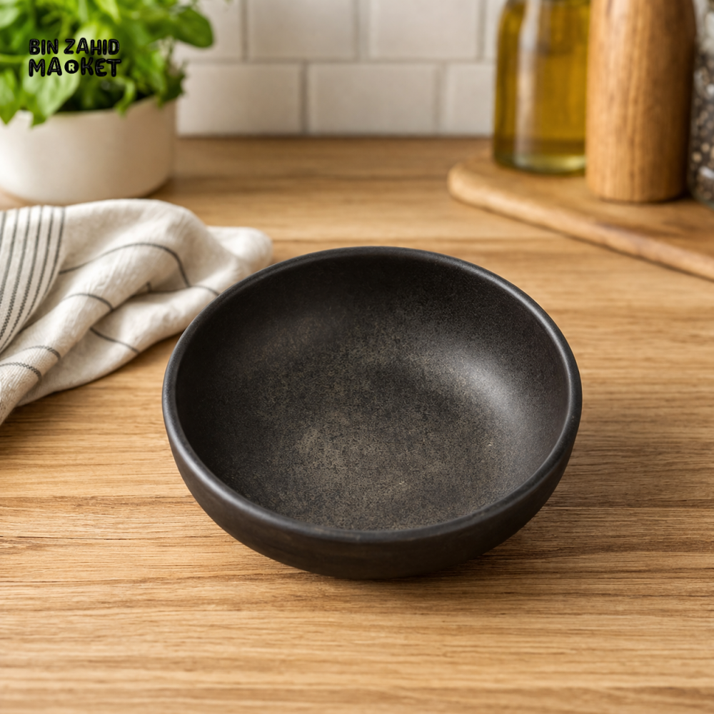MODERN MATTE BLACK CERAMIC SERVING BOWL