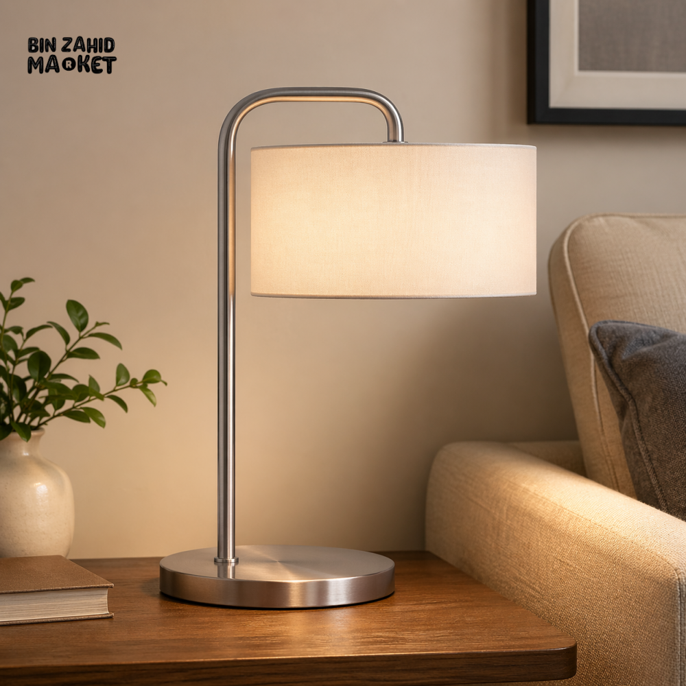 DANNY HOME MODERN METAL TABLE LAMP WITH WHITE FABRIC SHADE MINIMALIST BEDSIDE DESK LIGHT TL-043-2