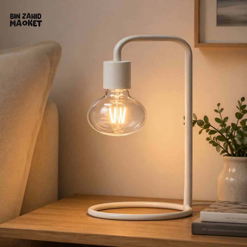 DANNY HOME MODERN MINIMALIST WHITE GLASS TABLE LAMP WITH METAL FRAME AMBIENT LIGHTING DECOR TL-060-1