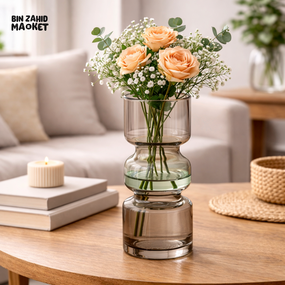 DANNY HOME MODERN SMOKED GLASS FLOWER VASE -CB-89