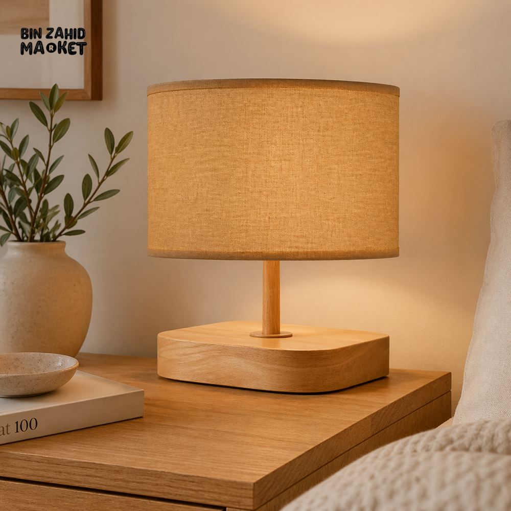 DANNY HOME MODERN WOODEN BASE TABLE LAMP WITH FABRIC YELLOW SHADE β BEDSIDE DECOR LIGHT TL-055-02