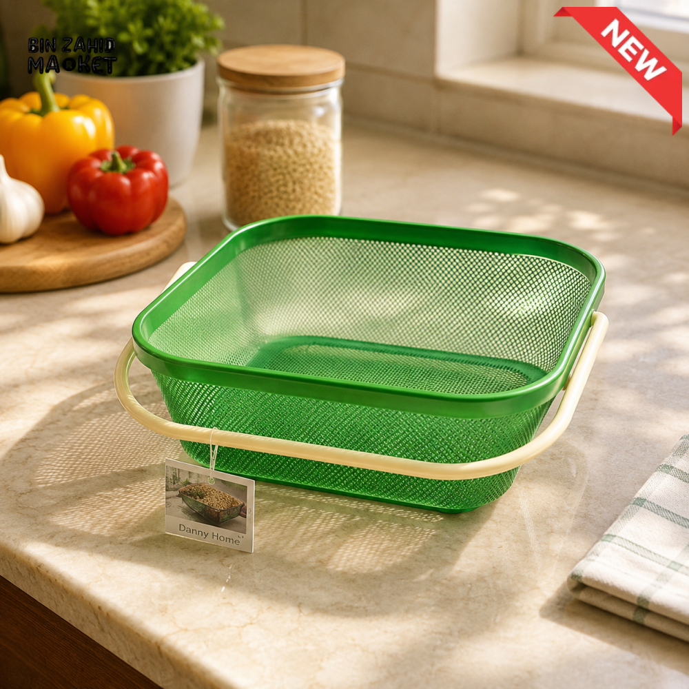 DANNY HOME MULTIPURPOSE PLASTIC MESH VEGETABLE WASHING & DRAIN BASKET WITH HANDLE - ZYB280