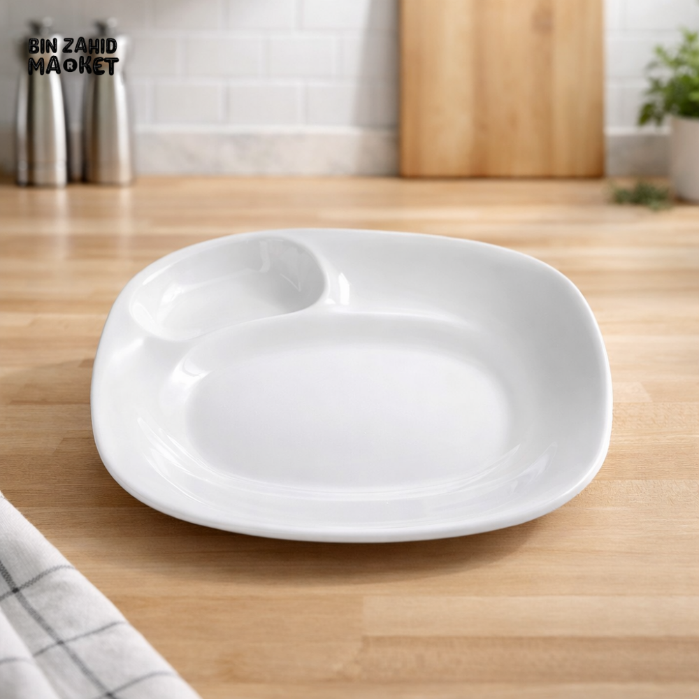 DANNY HOME OPAL GLASS DINNER PLATE 9.5 INCH SQUARE WHITE TABLEWARE LFP95