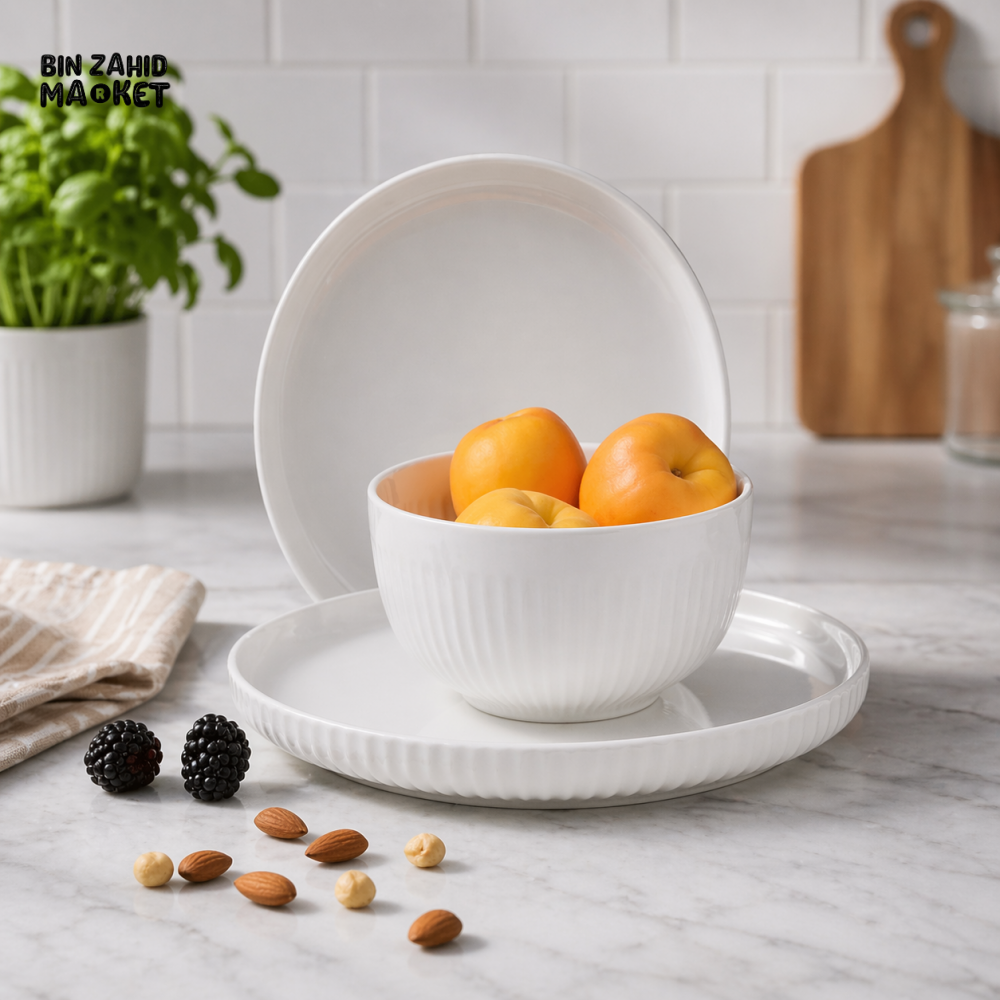 DANNY HOME PORCELAIN 18PCS DINNER SET PREMIUM WHITE TABLEWARE SERVICE FOR 6 CPK18T-03