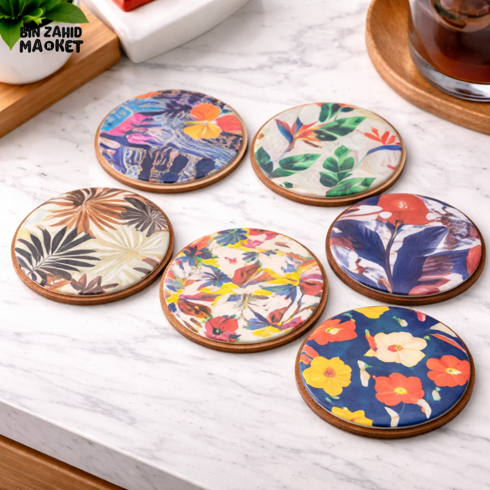 DANNY HOME PORCELAIN TROPICAL PRINT CERAMIC COASTERS -2021-6