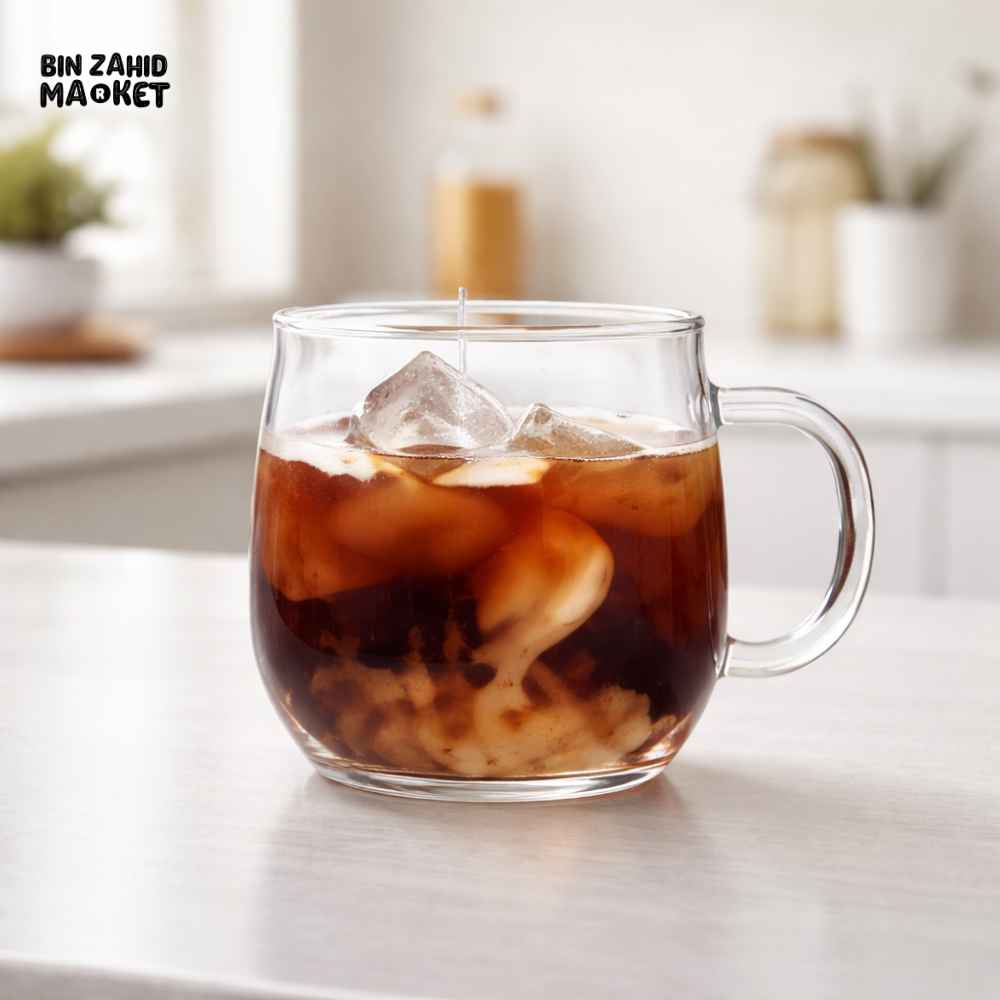 DANNY HOME PREMIUM 430ML HEAT-RESISTANT GLASS CUP WITH HANDLE CLEAR DRINKING MUG FOR COFFEE TEA JUICE WATER XF006-18T