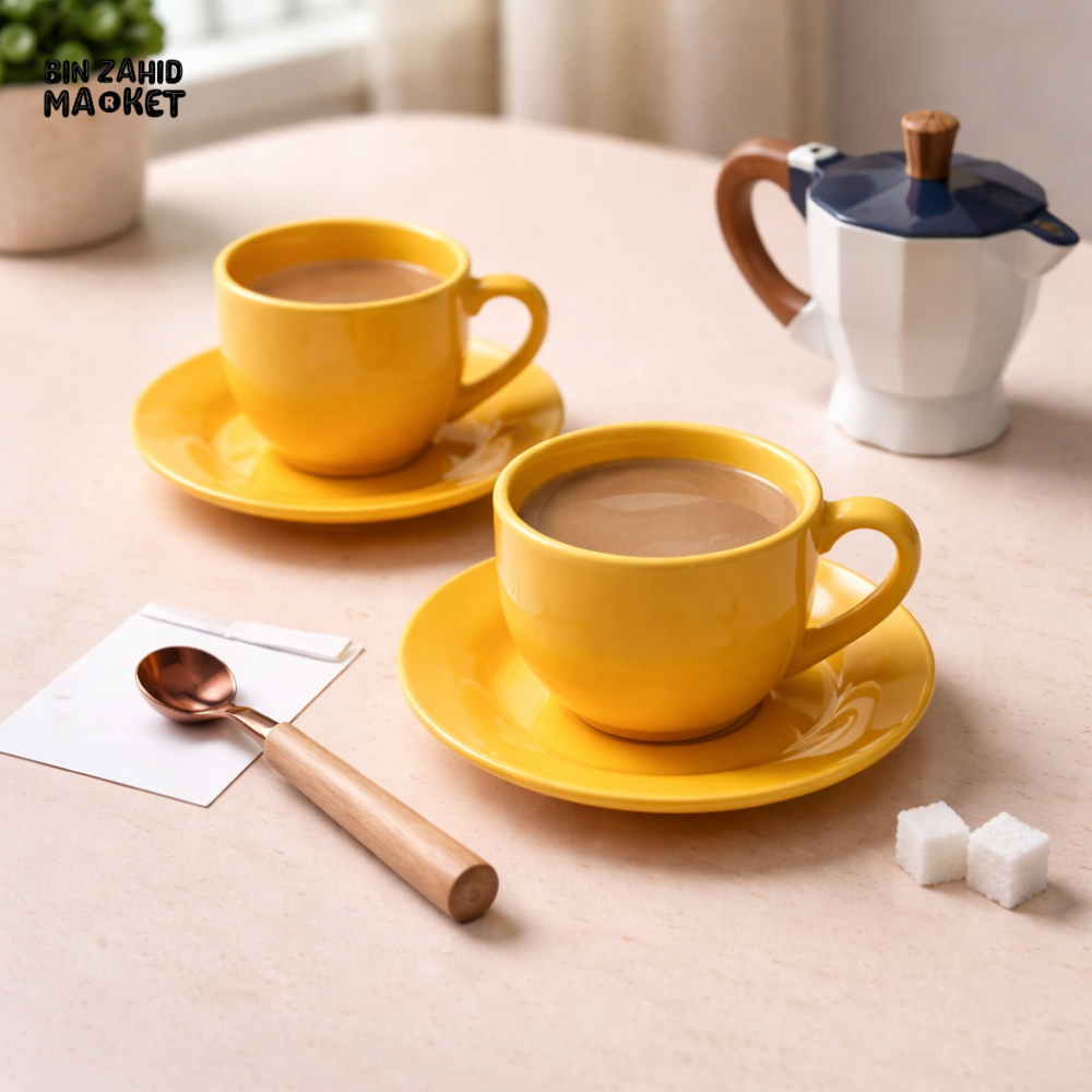 DANNY HOME PREMIUM CERAMIC CUP & SAUCER SET 6-PIECE -SYP43-08