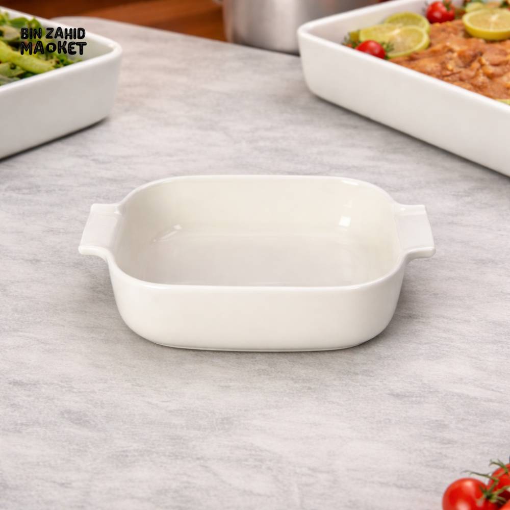 DANNY HOME RECTANGULAR ROASTER DISH 23.3CM – CERAMIC OVEN SAFE BAKING & SERVING DISH WITH HANDLES - CPK-044