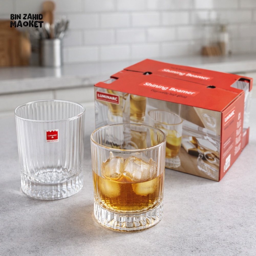 DANNY HOME RIBBED GLASS DRINKING TUMBLER SET 6PCS 248ML PREMIUM CLEAR DRINKWARE FOR WATER JUICE WHISKEY 1988-02