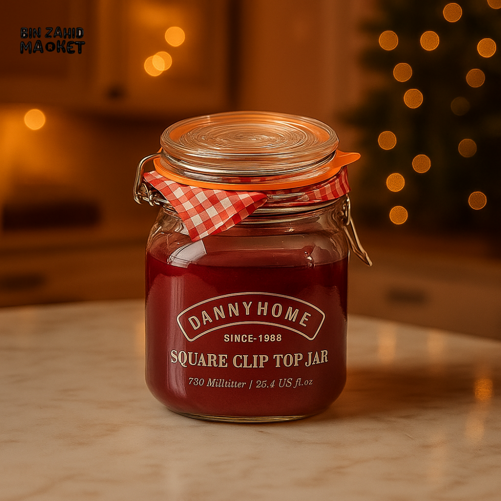 DANNY HOME ROUND CLIP TOP JAR 500ML – AIRTIGHT GLASS STORAGE JAR FOR SPICES COOKIES & KITCHEN ESSENTIALS