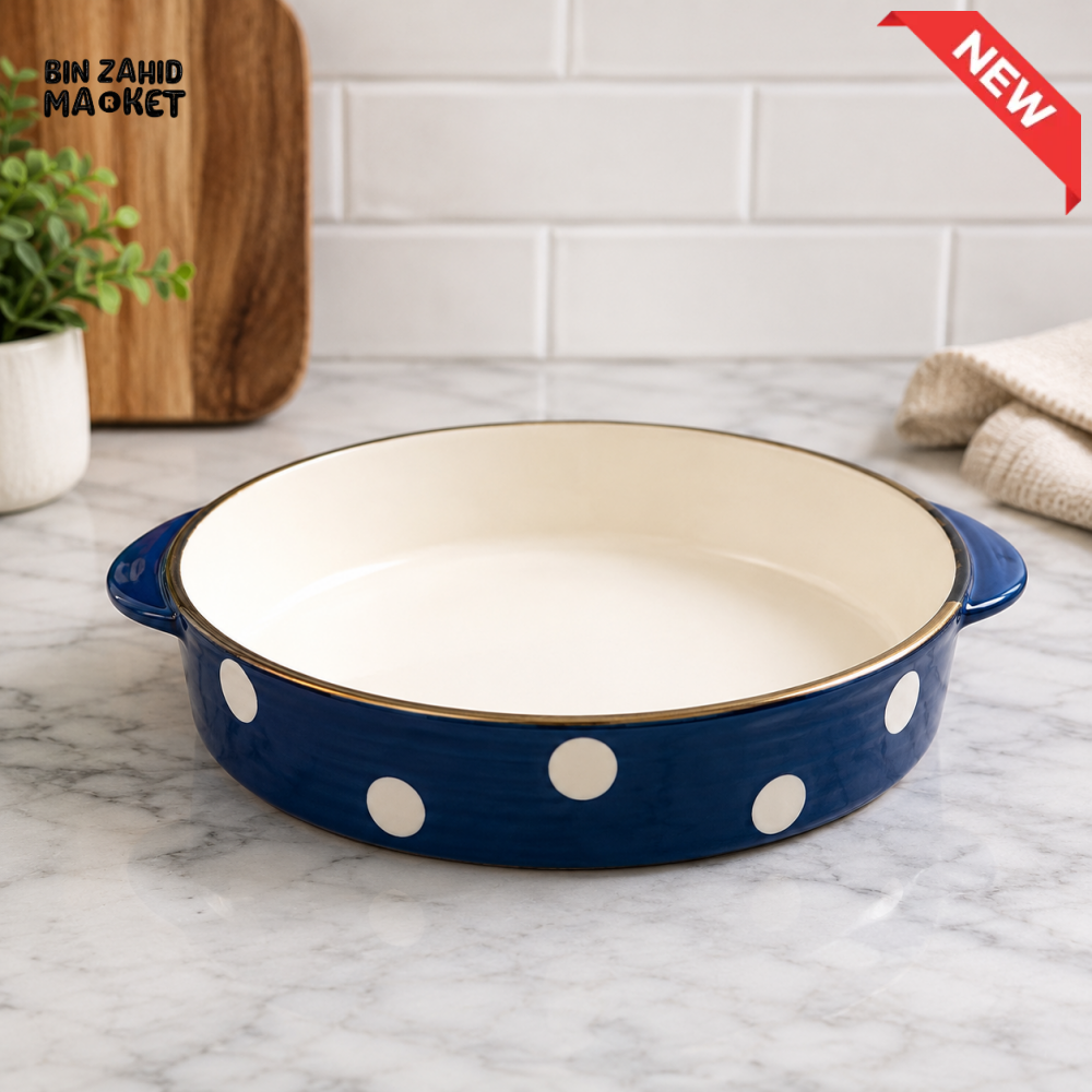 DANNY HOME ROUND ENAMEL BAKEWARE SERVING & ROASTING PAN WITH SIDE HANDLES 34×22×5CM / 13.25’’ CZT06-40