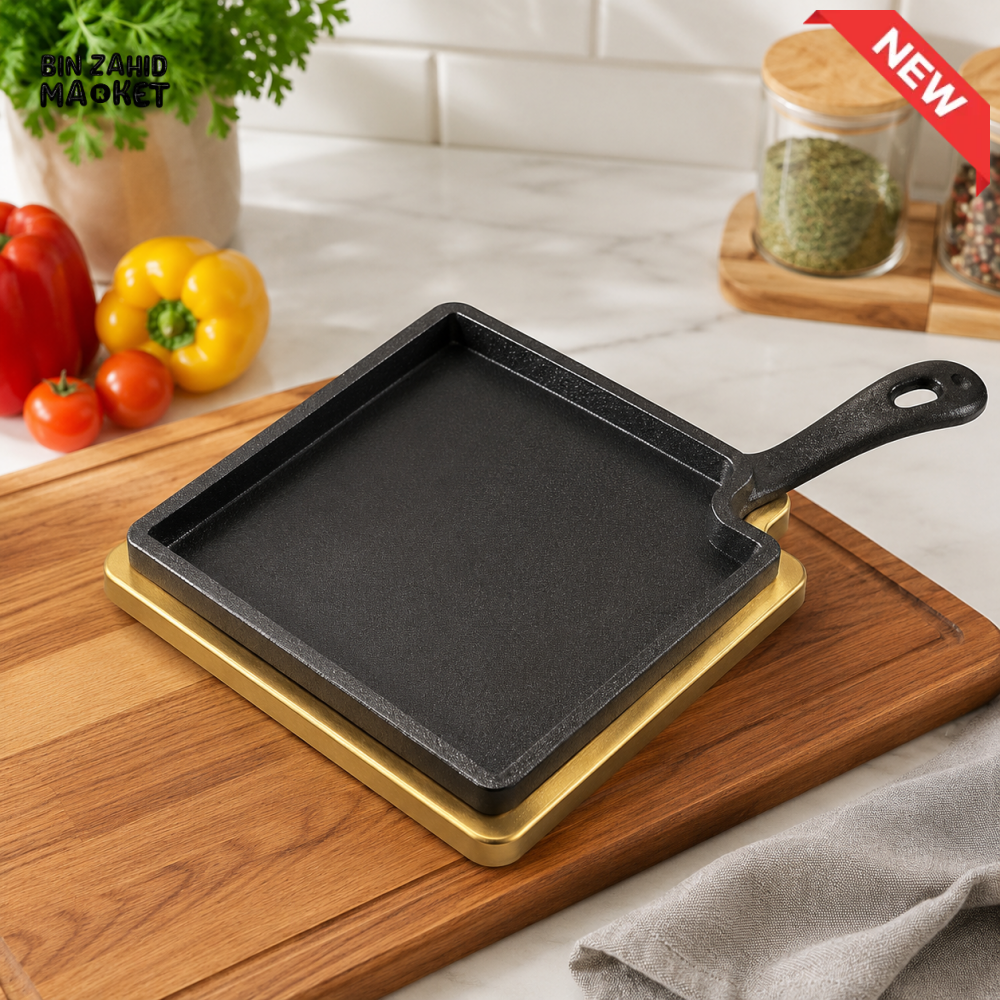 DANNY HOME SQUARE NON-STICK CAST ALUMINUM GRILL PAN WITH HANDLE - ZYB196