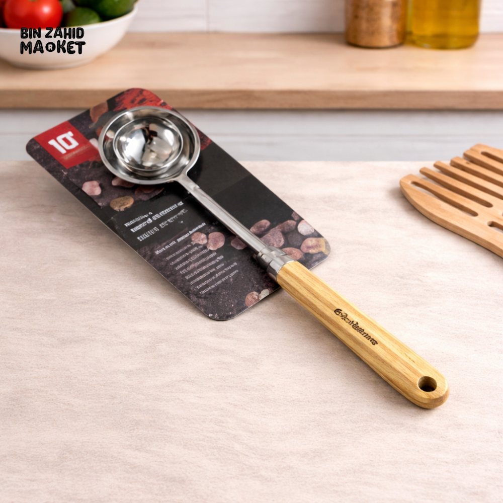 DANNY HOME STAINLESS STEEL MULTI SAUCE LADLE SPOON WITH WOODEN HANDLE – HEAVY DUTY SERVING & COOKING TOOL (DH4126)
