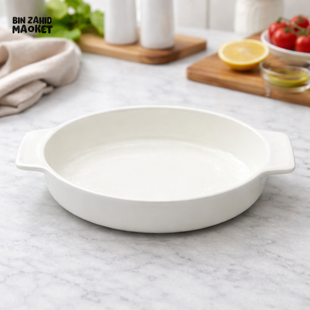 DANNY HOME WHITE CERAMIC OVAL BAKING DISH 11.6 INCH PREMIUM BAKEWARE WITH HANDLES WTY1200