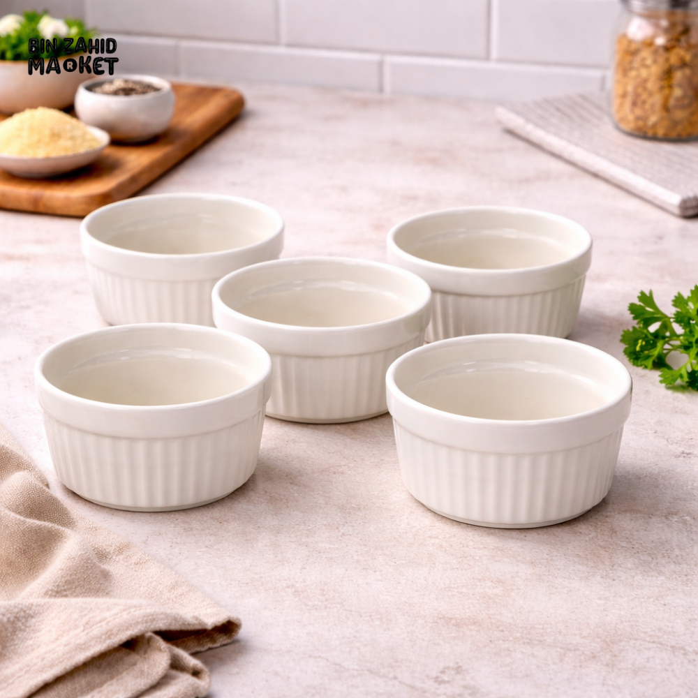 DANNY HOME WHITE CERAMIC RAMEKIN SET 5 PIECE -DB71-05