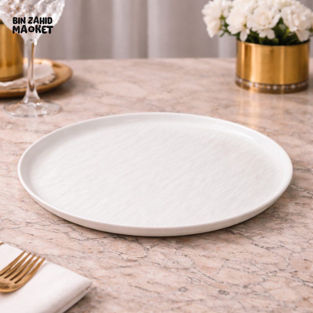 DANNY HOME WHITE PORCELAIN DINNER PLATE 10.5 INCH – MODERN MINIMALIST LUXURY DINING TABLEWARE - CPK-013