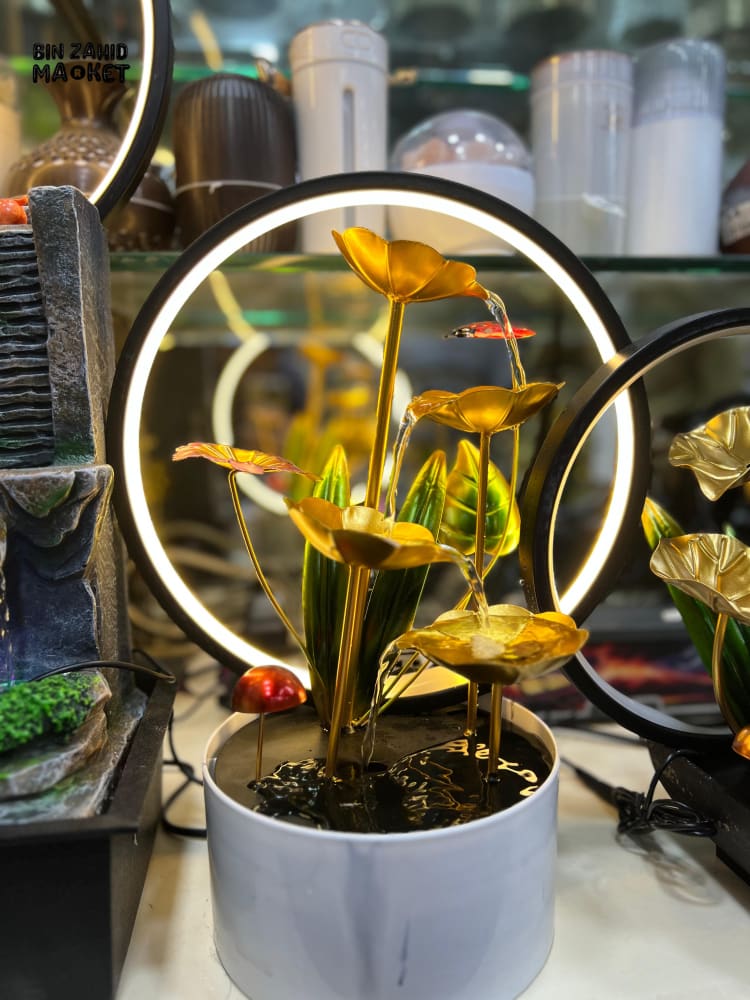 DECORATIVE LOTUS WATER FEATURE – TABLETOP FOUNTAIN WITH LED