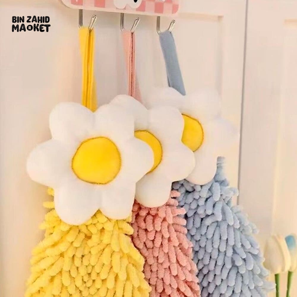 DECORATIVE PLUMERIA HANGING TOWEL – SOFT CHENILLE FOR KITCHEN & BATHROOM