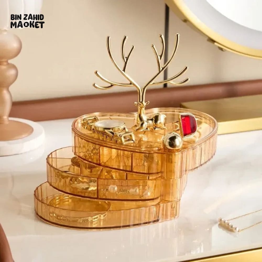 DEER ACRYLIC JEWELLERY STORAGE BOX – 3-LAYER DRAWER DESIGN
