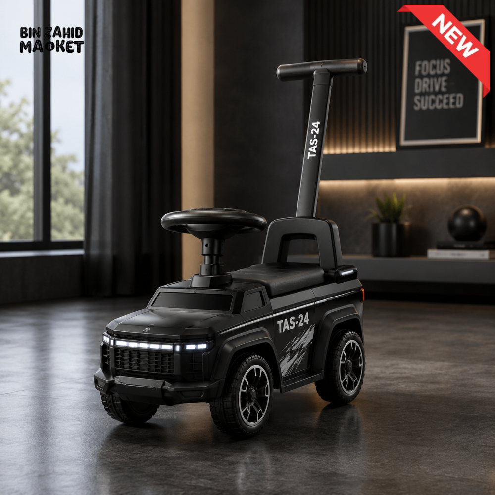 DELUXE KIDS RIDE-ON PUSH CAR WITH HANDLE - BLACK
