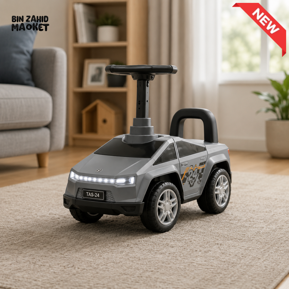 DELUXE KIDS RIDE-ON PUSH CAR WITH HANDLE - GREY